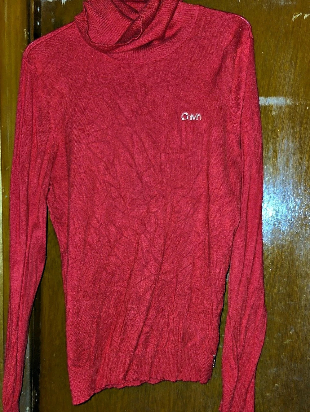 Calvin Klein Red Metallic Turtleneck Sweater